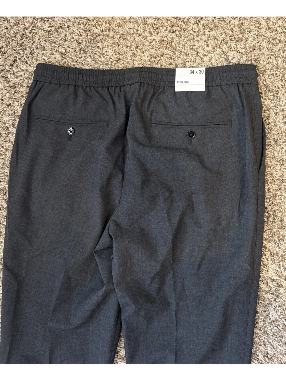 Express Men's Gray Extra Slim Wool Blend Drawstrings Dress Pants Size 34x30 NWT